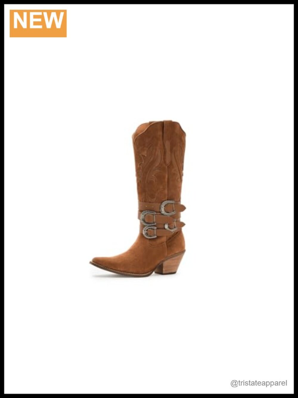 Dingo Womens Buck Wild Suede Leather Western Boots Snip Toe Mid Heel